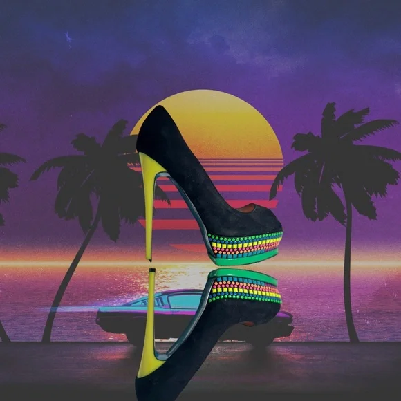 25. Scene by Shoe Dazzle Jaleen Suede & Neon colored platform heels - Picture 1 of 12